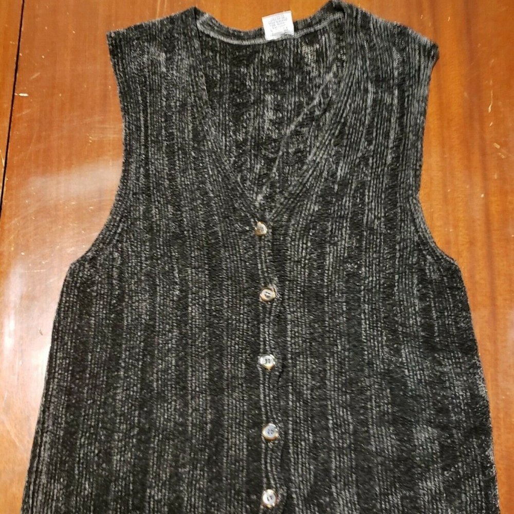 CP Shades Sausalito Size Medium Rayon Tank Top Black Textured sleeveless Vest